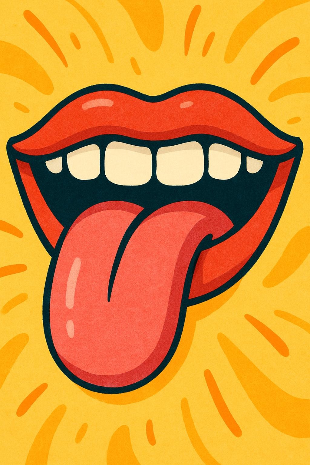 illustration d'une bouche qui sourit avec la langue sortie